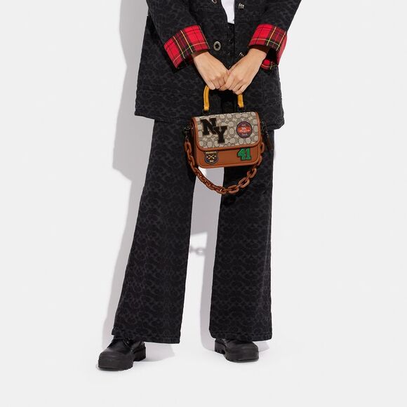 ALMOST PERFECT Coach Rogue Top Handle Bag  Sig Textile Jacquard  Varsity Patches - Picture 5 of 7